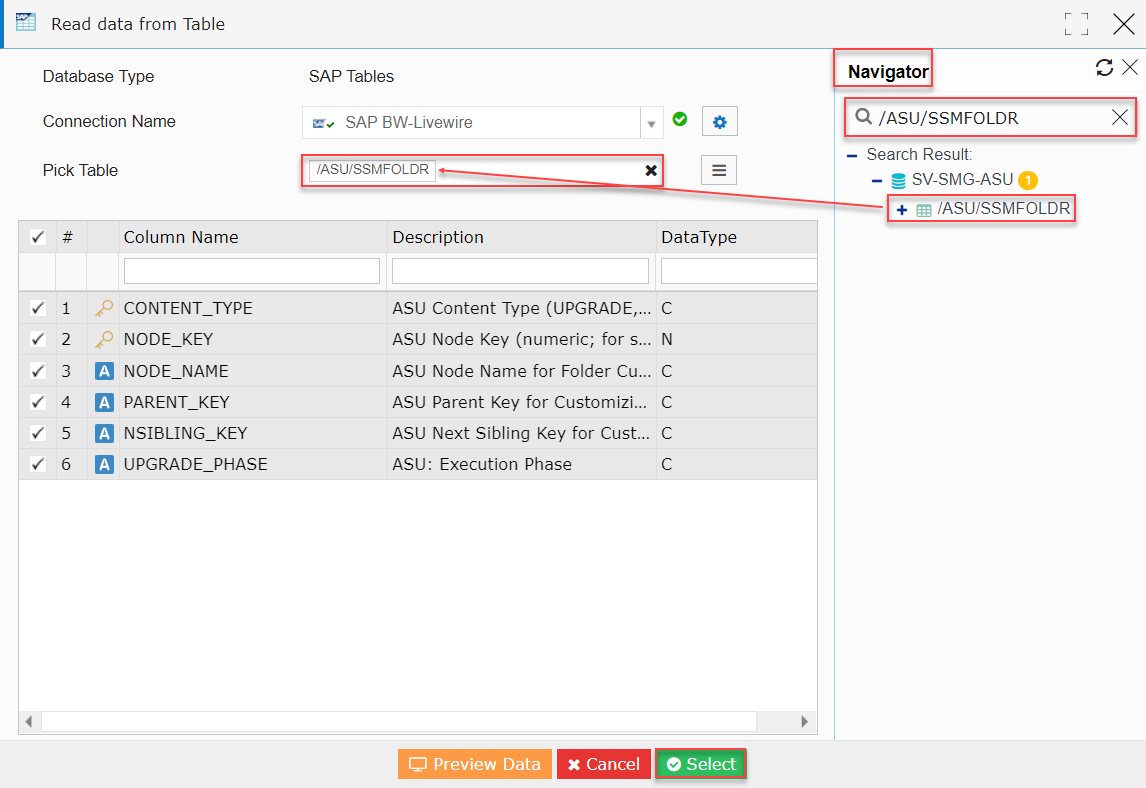 FDR execution using SAPBW profile RightData