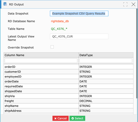 Snapshot data from Local CSV File – RightData