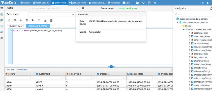 Querying Remote Excel Workbook – RightData