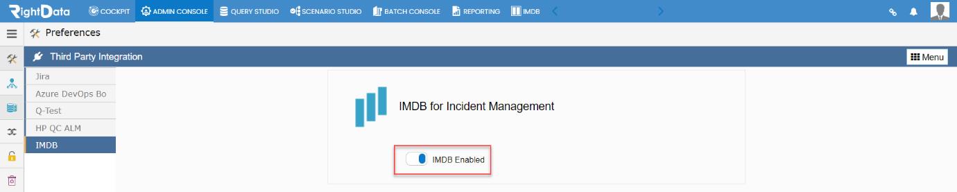 Ability to enable/disable IMDB from ‘Third Party Integration’ option ...