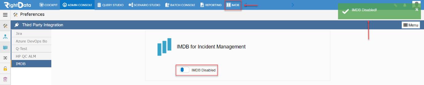 Ability to enable/disable IMDB from ‘Third Party Integration’ option ...