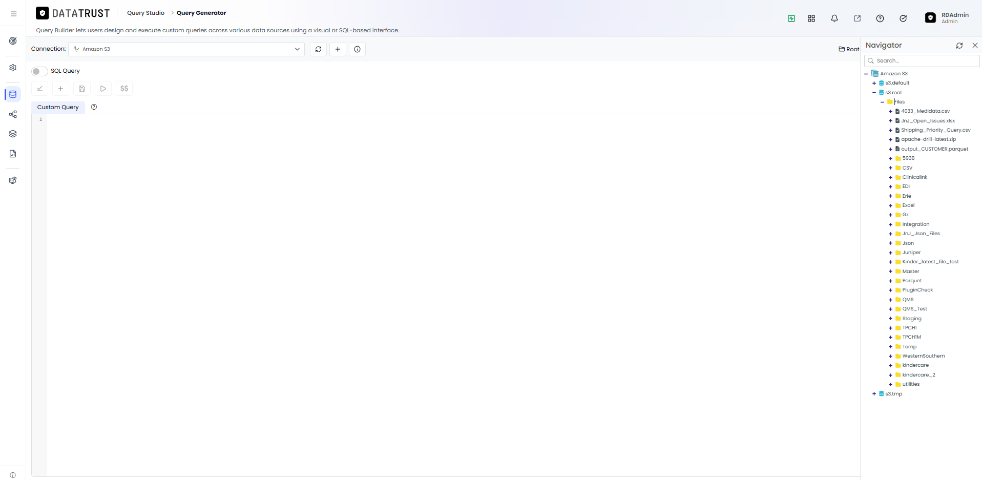 Amazon S3 files from the navigator