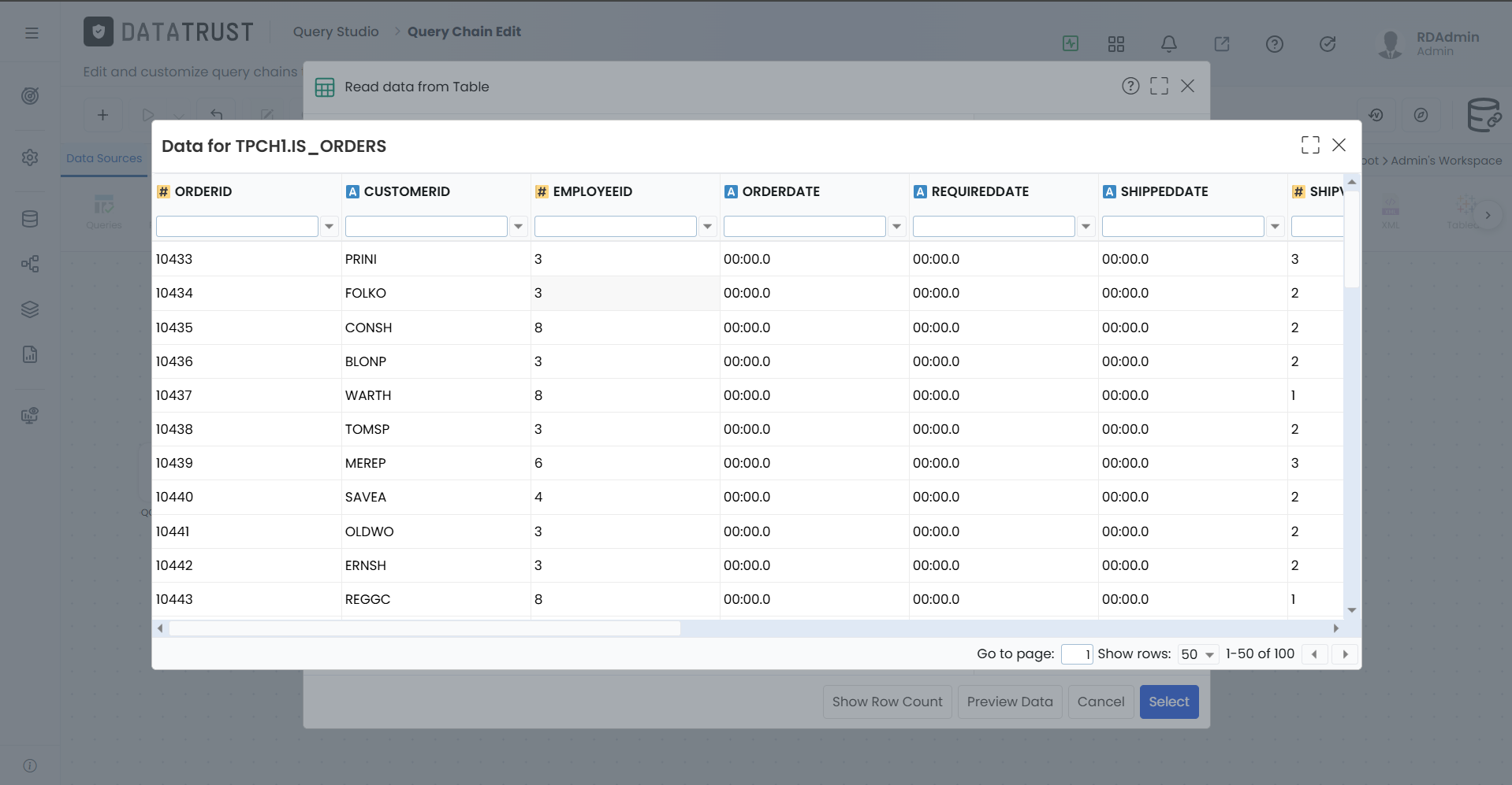 Closing Preview Data to return to RDBMS config