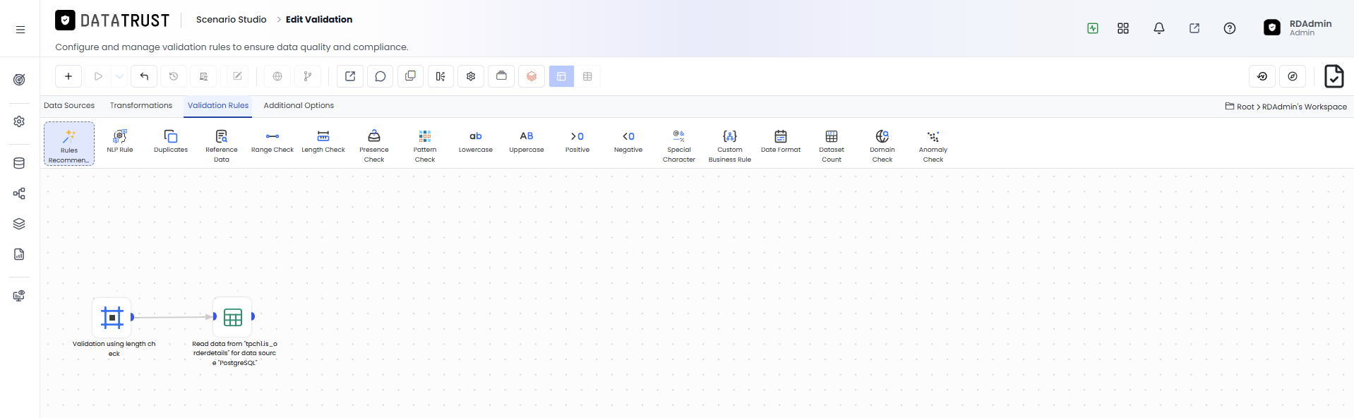 Validation using length check business rule – RightData