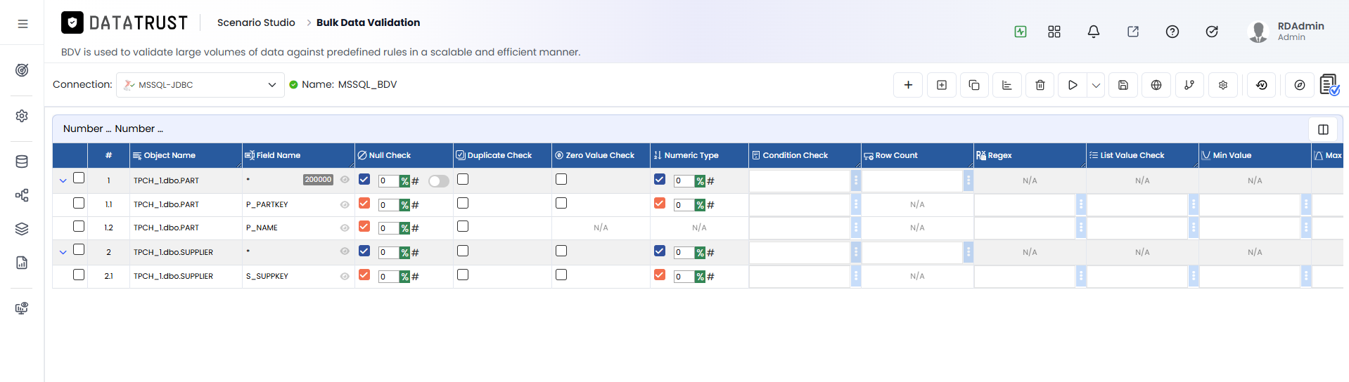 BDV Edit page — opened from the Validation Output Browser drill-down