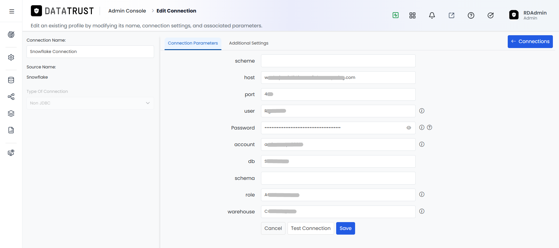 Save button on the Create Connection page