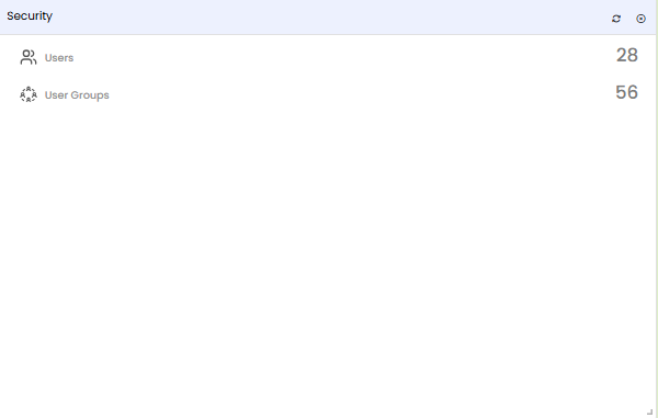 Security tile — User Groups row showing the total number of configured user groups