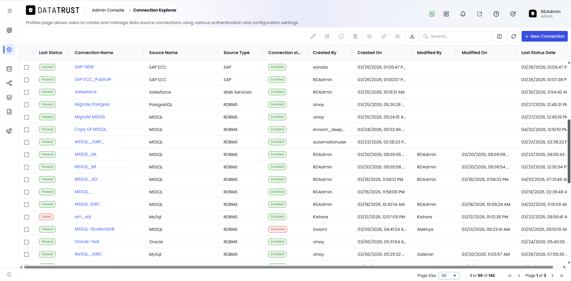 Connection Explorer listing page