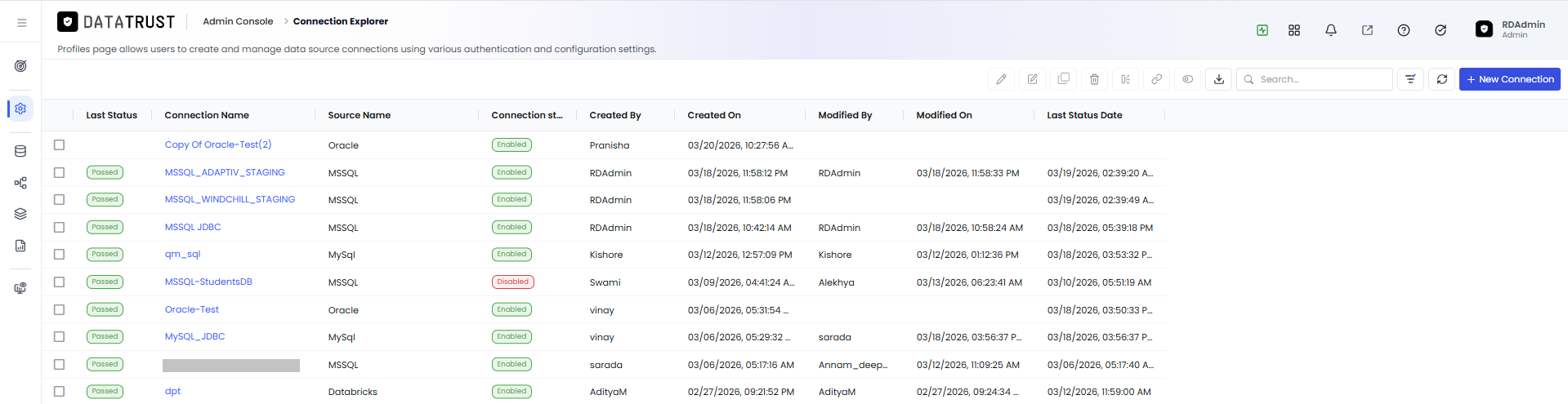 Connection Explorer listing page