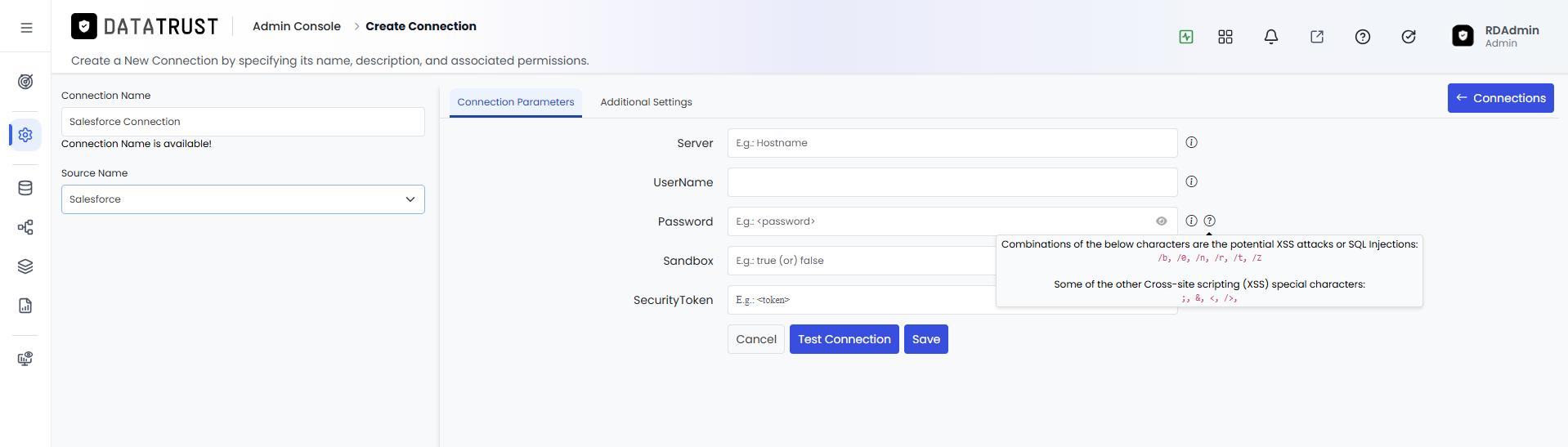 Password field with the visibility toggle and info icon