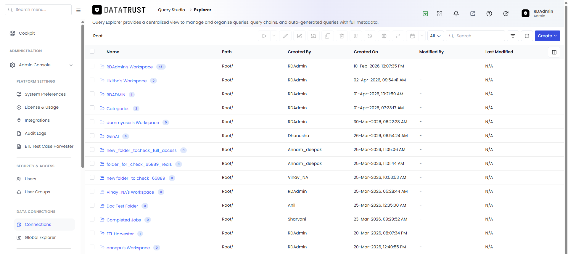 Connection Explorer navigation link