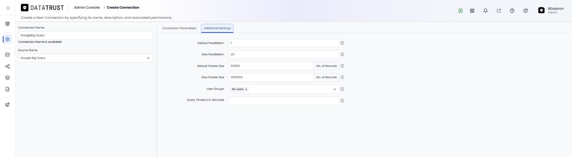 Additional Settings showing more configuration options