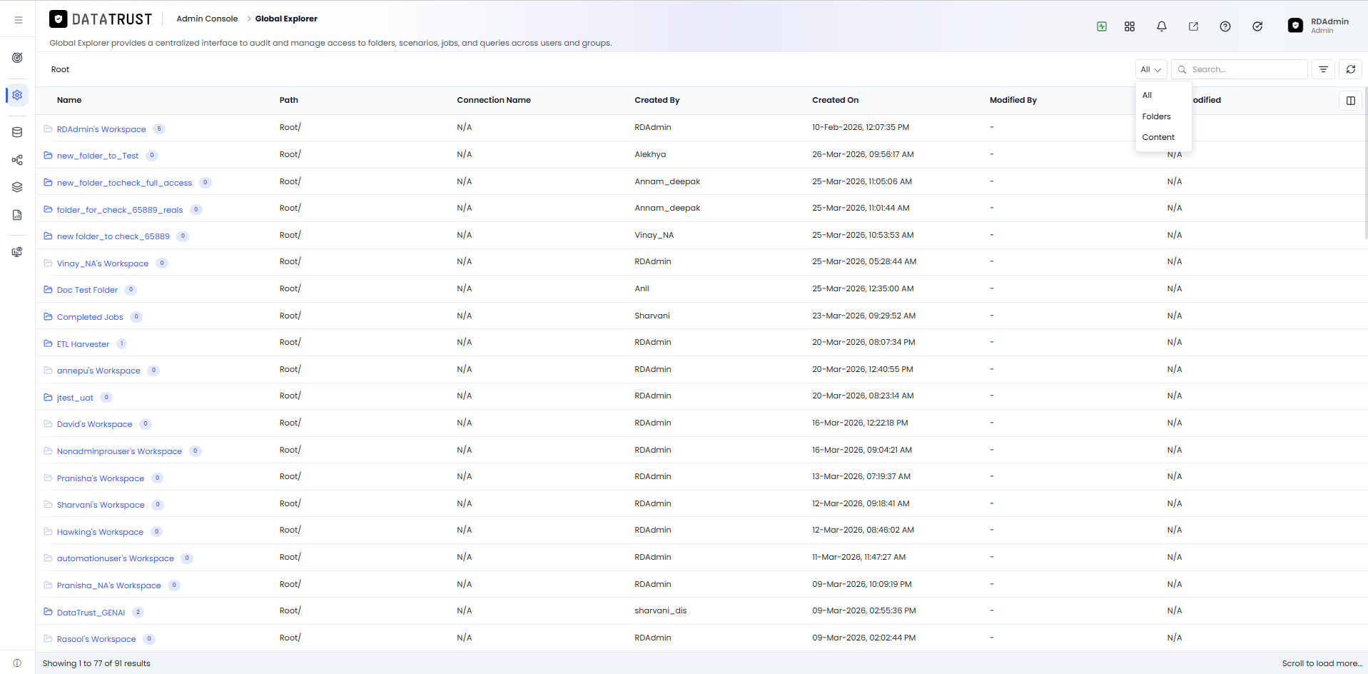Show All view option selected