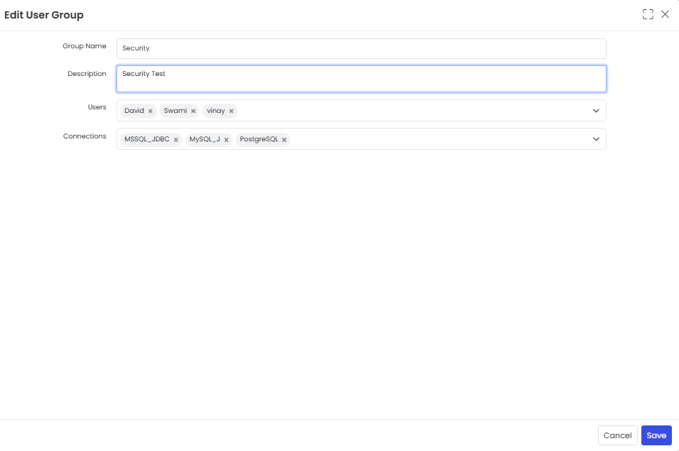 Edit User Group button clicked