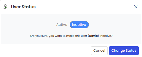 User set to Inactive state