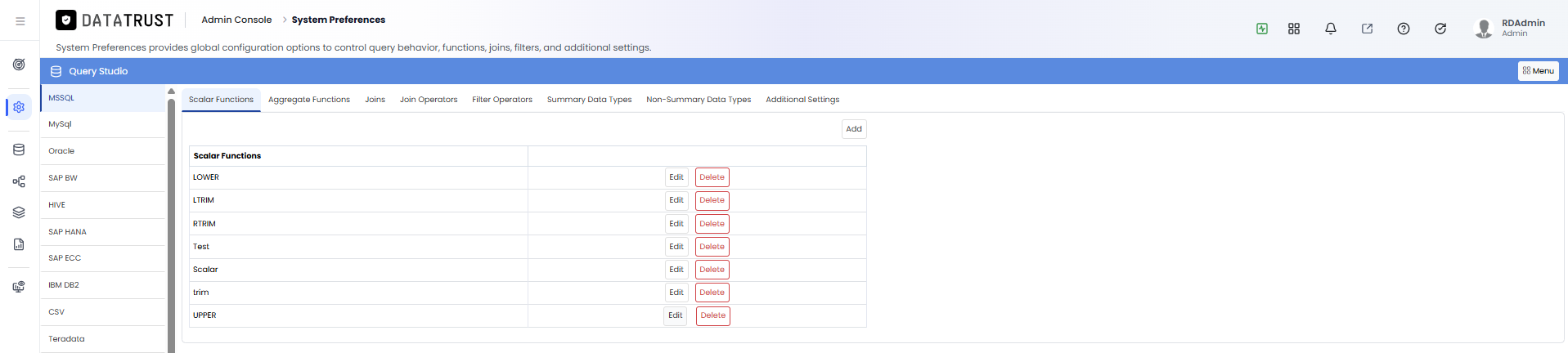 Edit Scalar Function — selecting the function