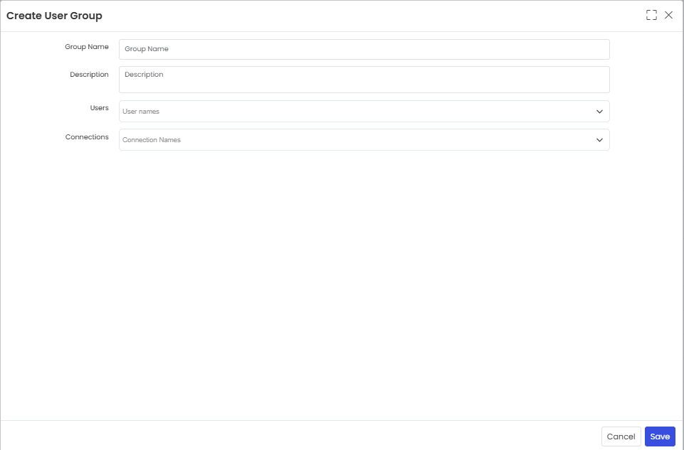 Create User Group popup form