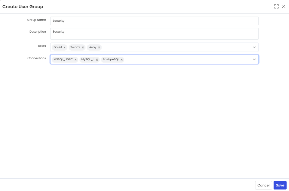 User Group details view
