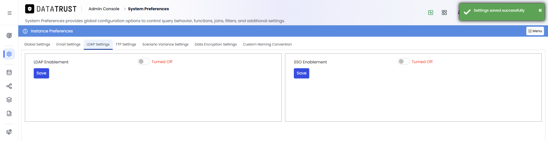 Settings saved after LDAP change