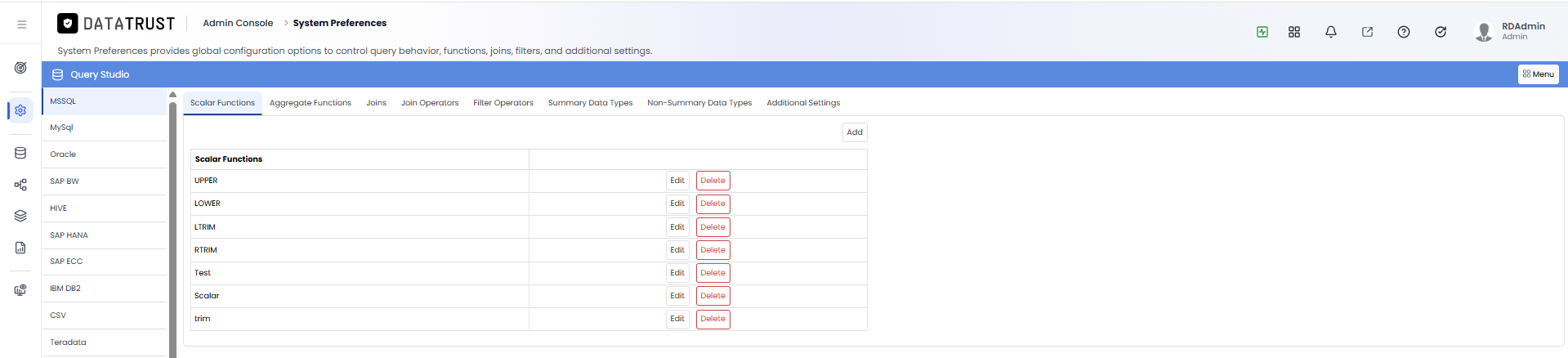 Scalar Functions list