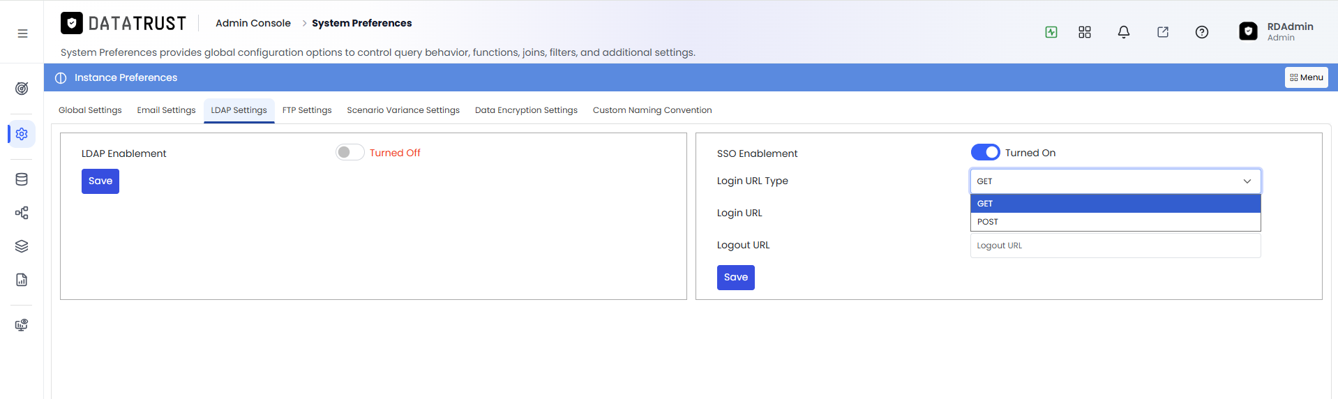 Enabling SSO Enablement toggle