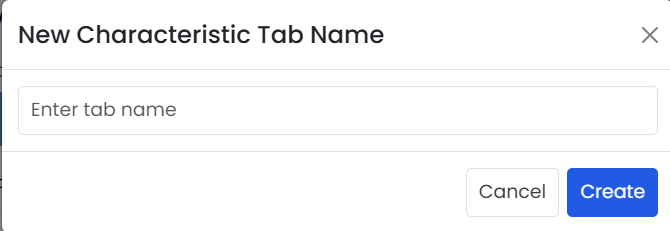 New characteristic tab pop-up