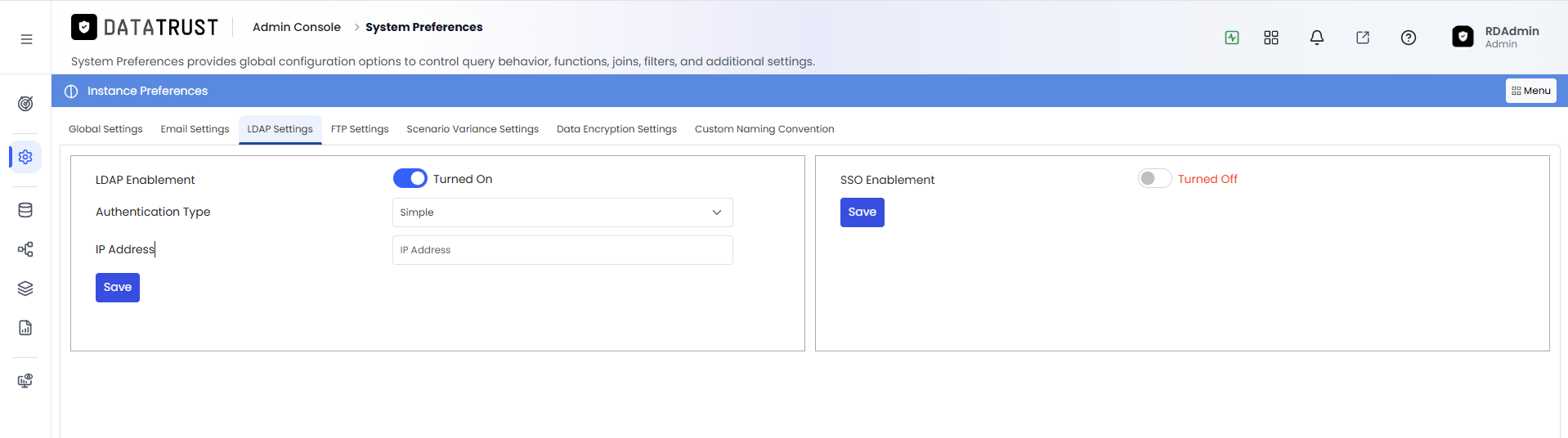 LDAP Settings configuration page