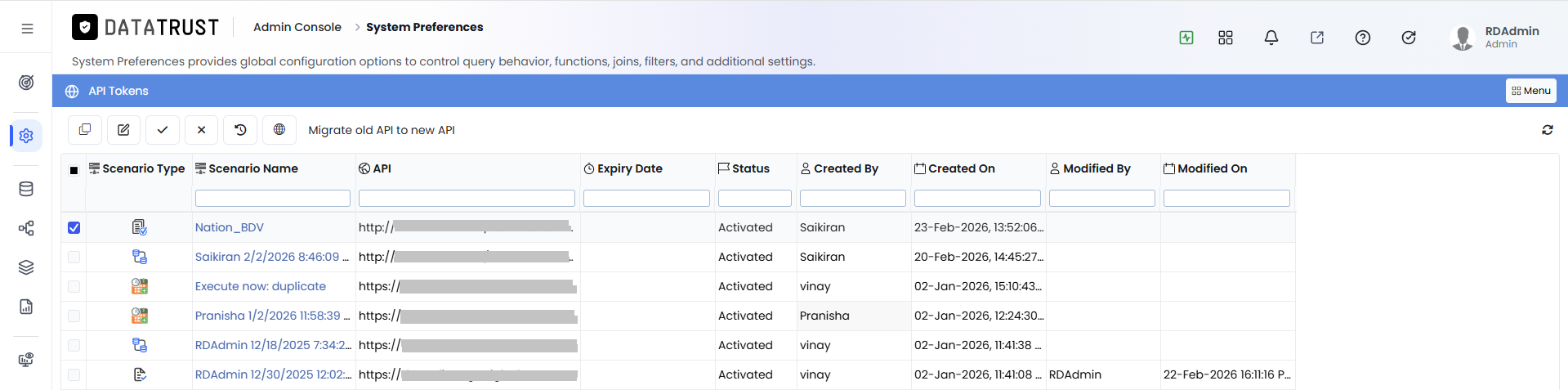 Select BDV for token scoping