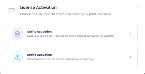 Licence Activation pop-up