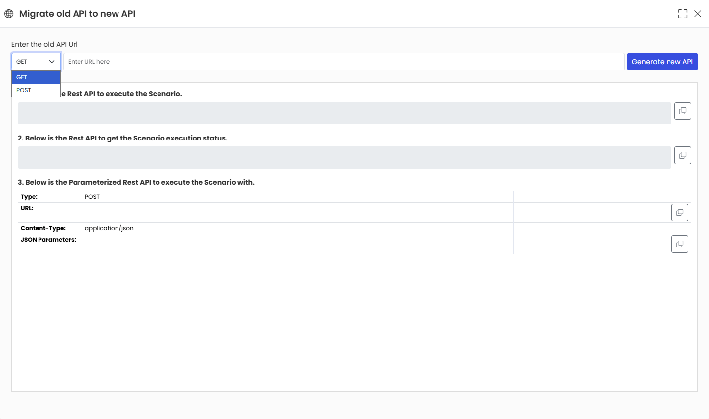 Migrate Old API to New API pop-up