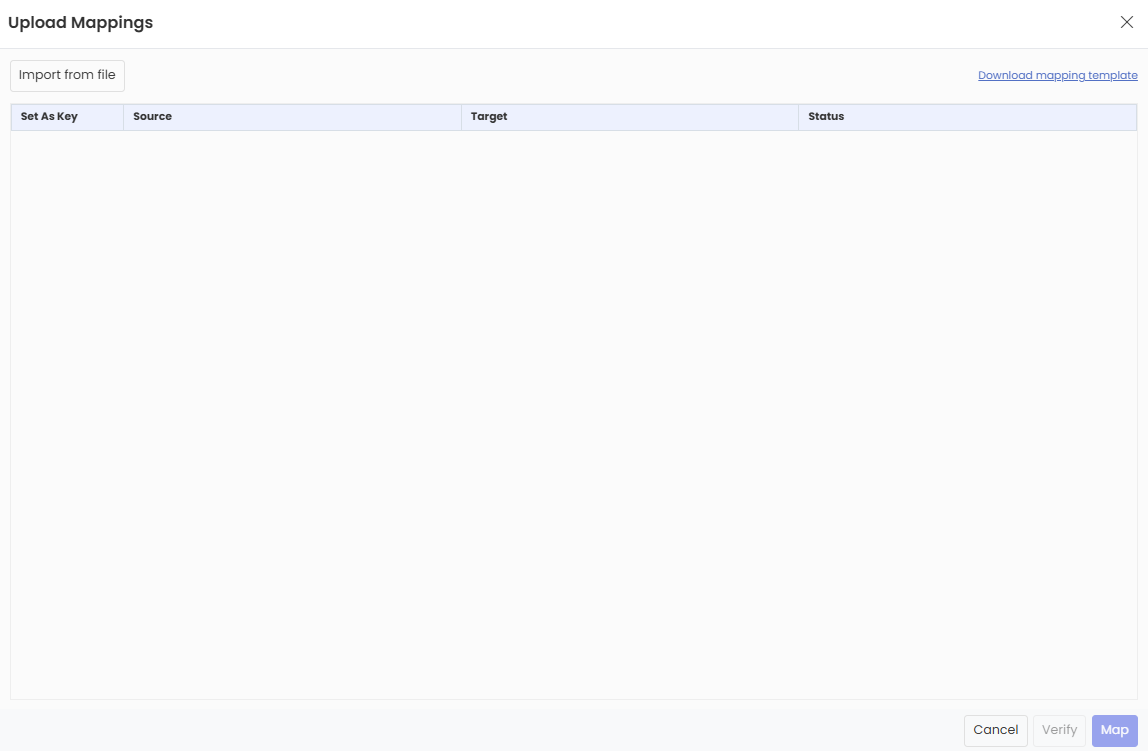 Upload Mappings popup