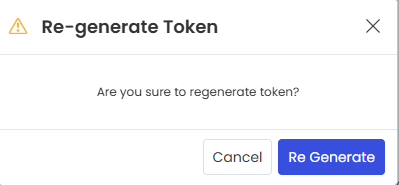 Regenerate Token confirmation pop-up