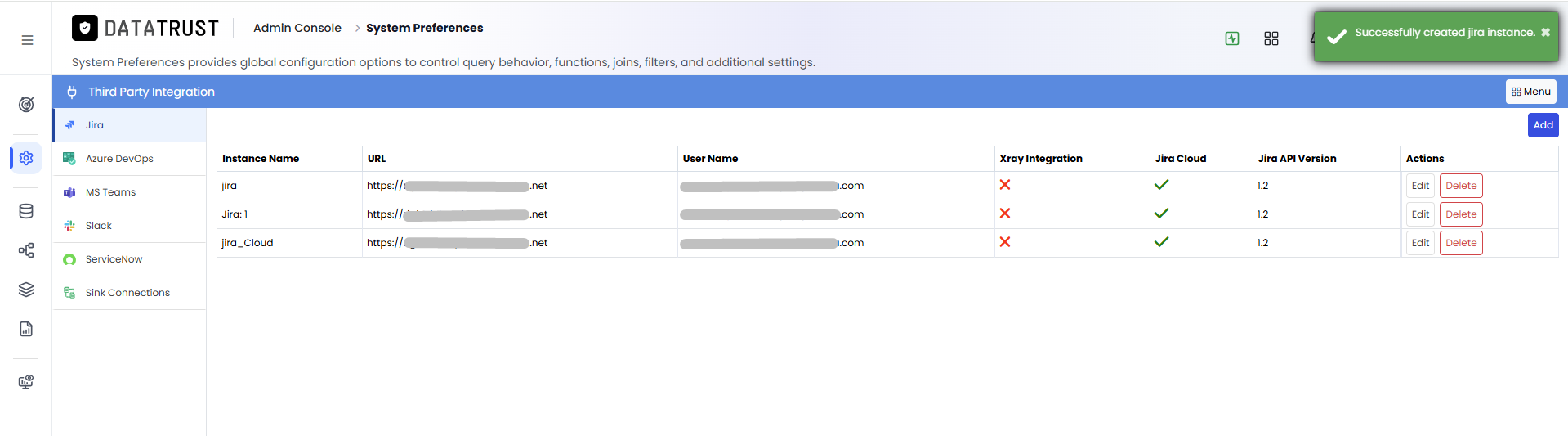 Jira instance saved successfully