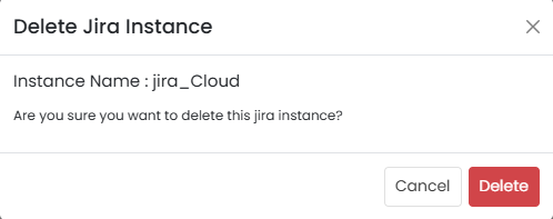 Delete Jira Instance confirmation pop-up