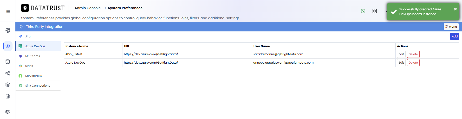 Azure DevOps added successfully