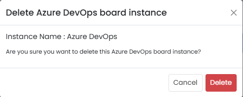 Delete Azure DevOps instance pop-up