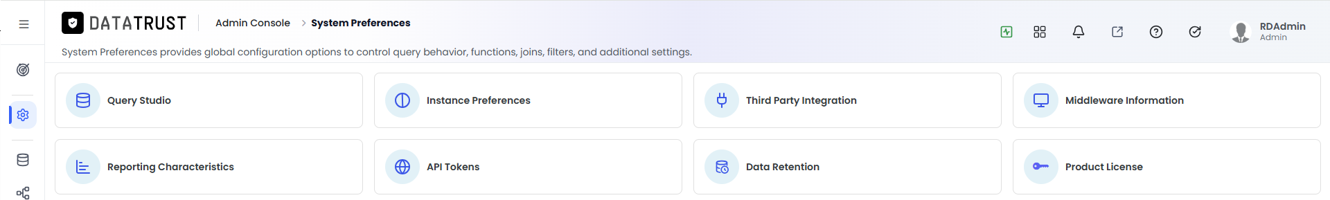 Data Retention option tile