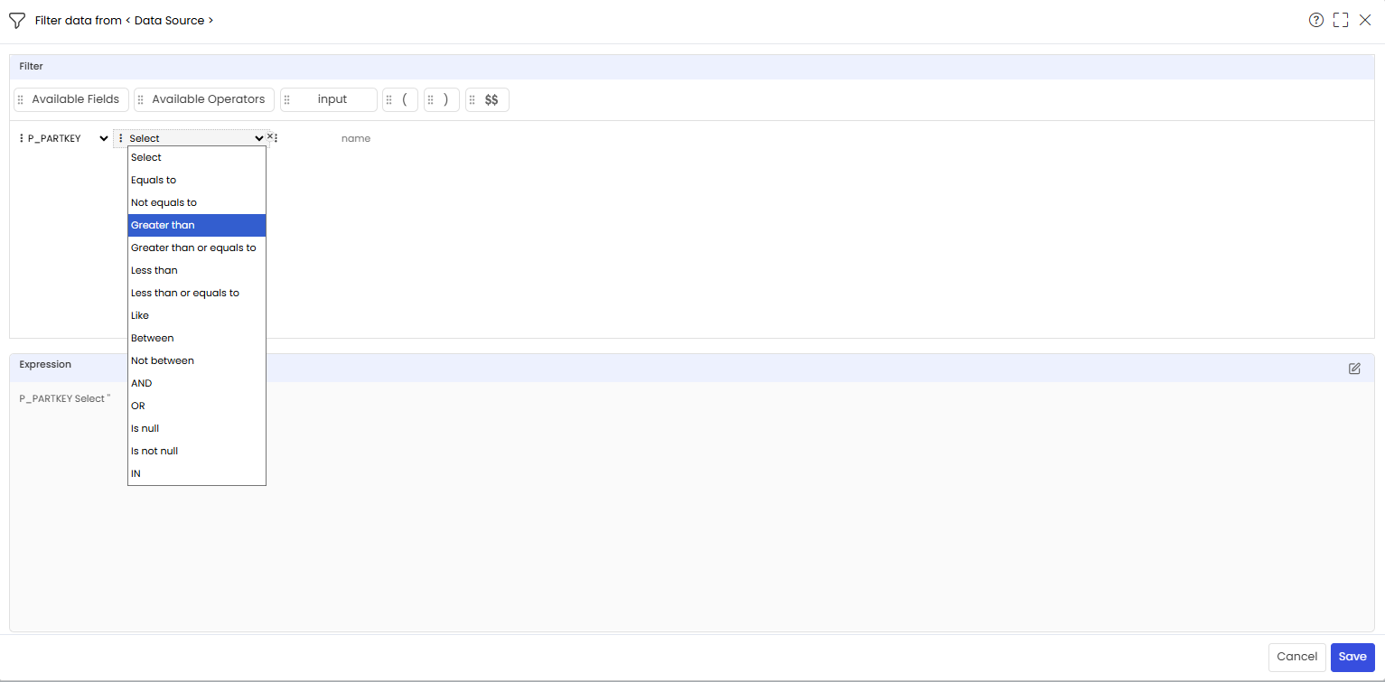Click on Available Operators dropdown and select one