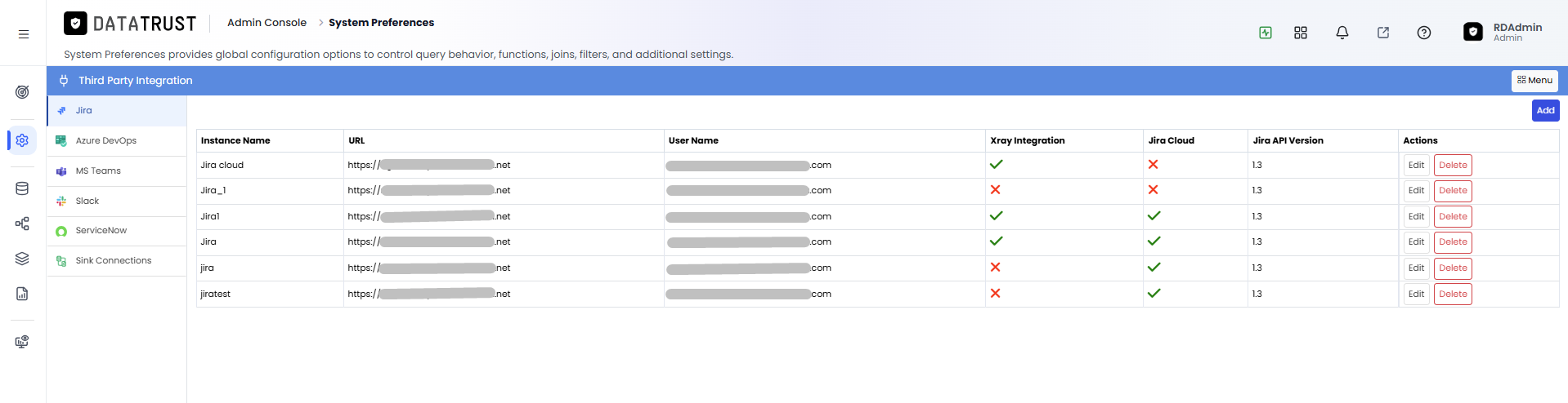 Third Party Integrations page