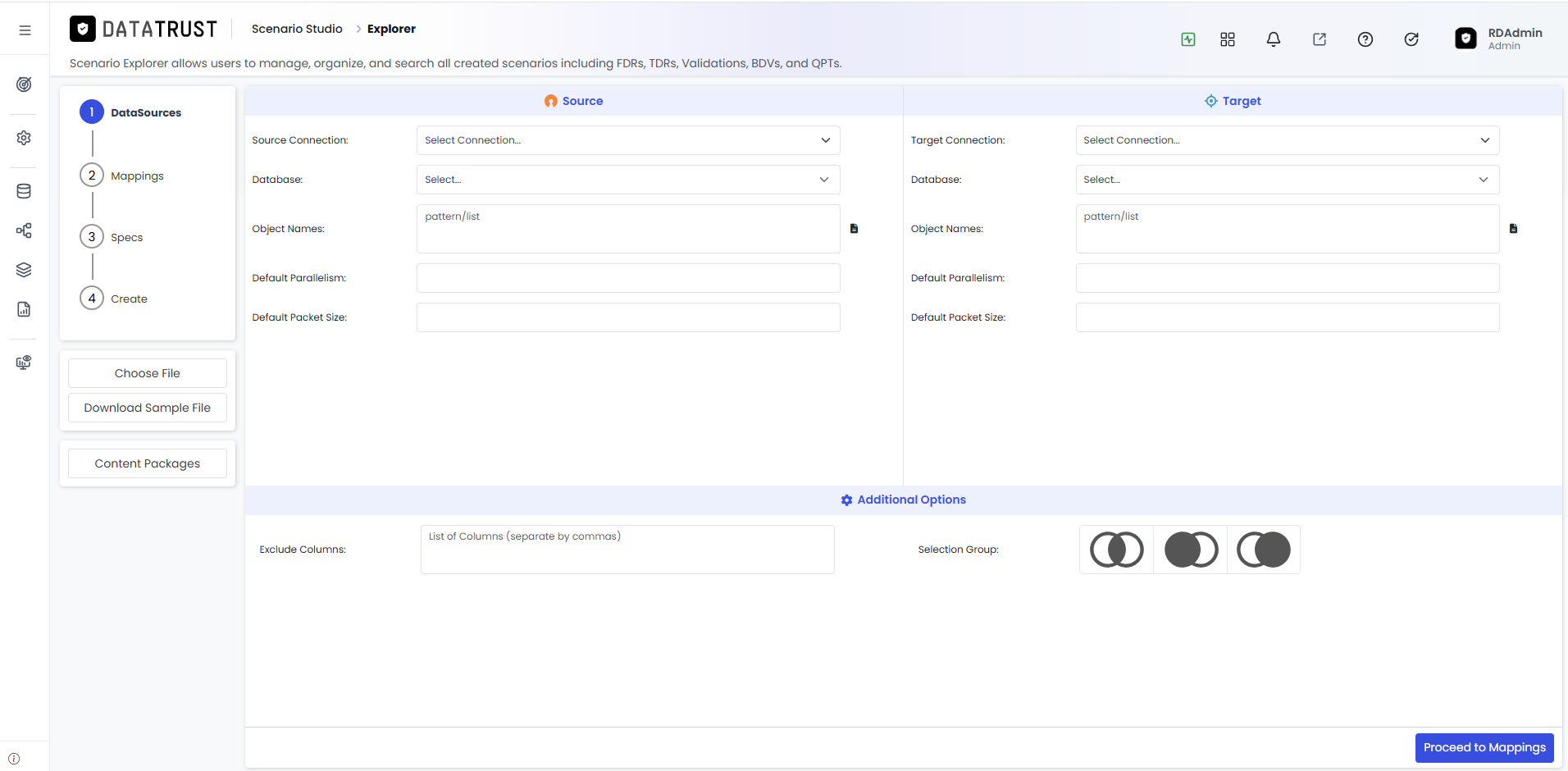 Content Packages button in Auto Generate FDR