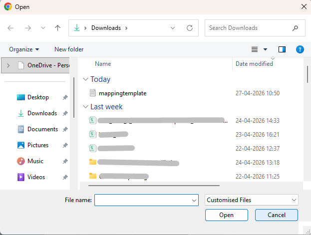 Open File Popup