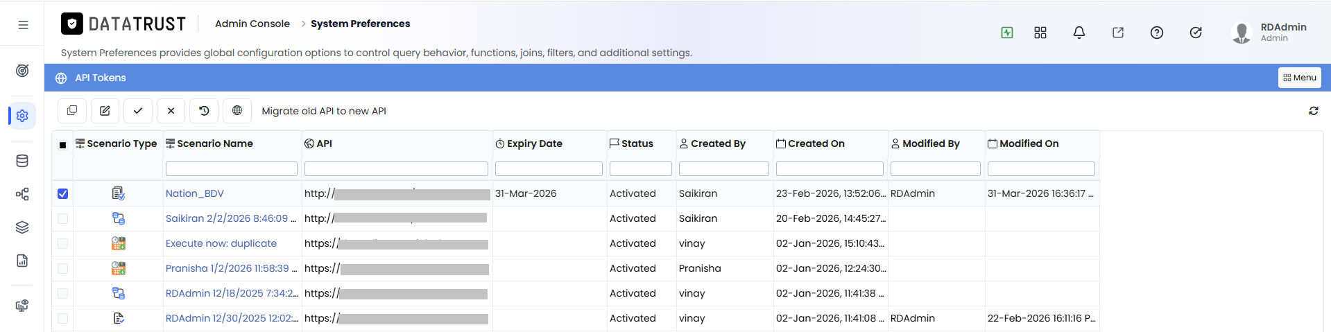 Menu button for additional token actions