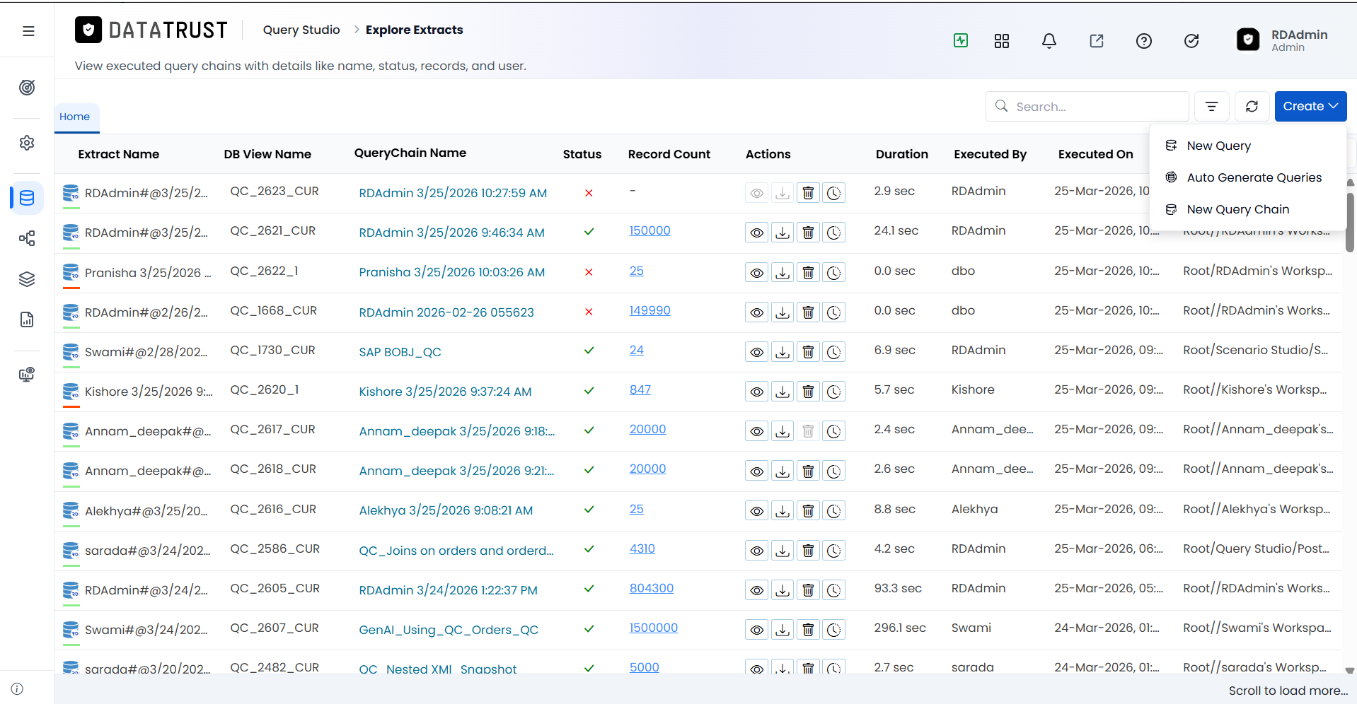 Auto Generated Queries option
