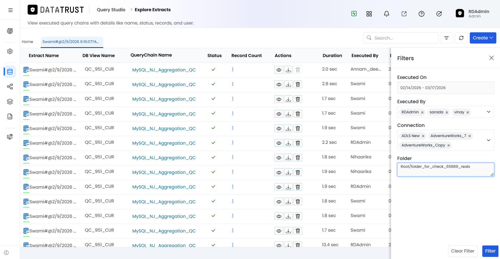 Filter fields filled in