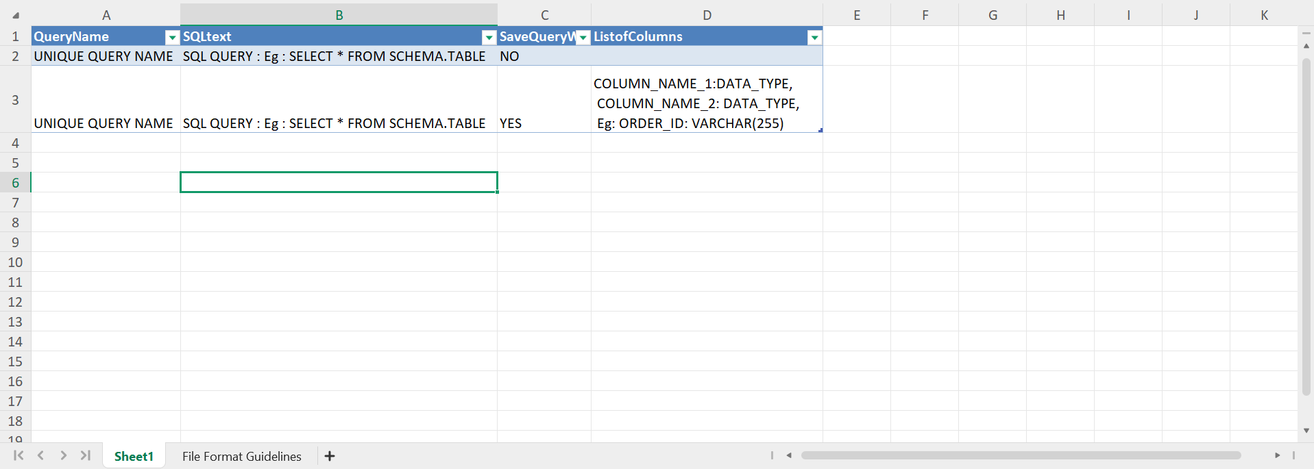 downloaded sample excel template