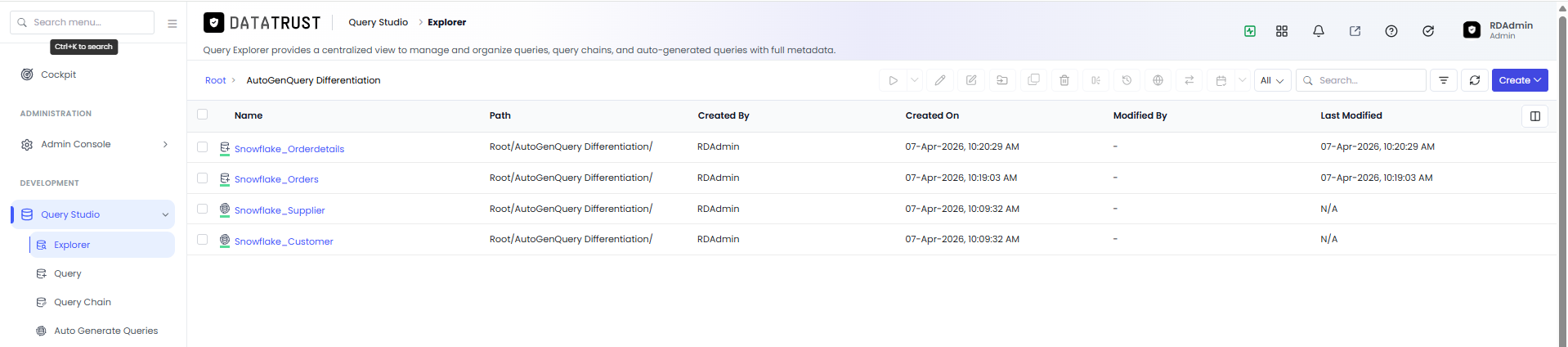 Click the Query Chain