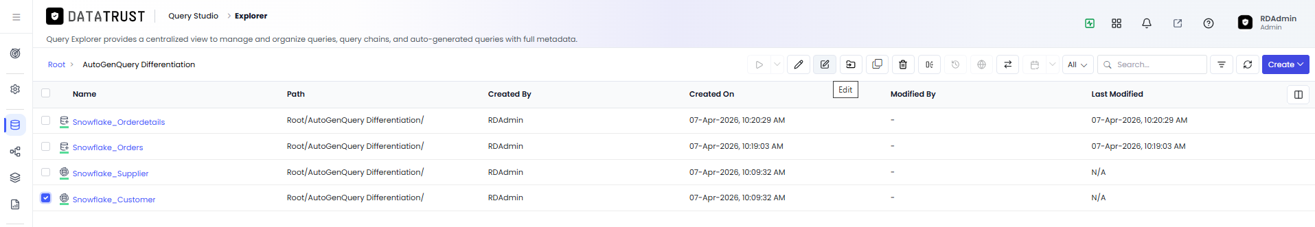 Select auto generate query