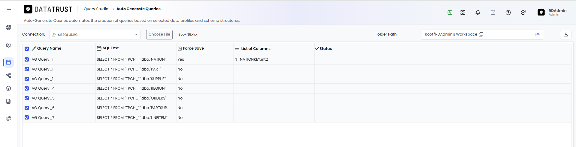select a file and upload