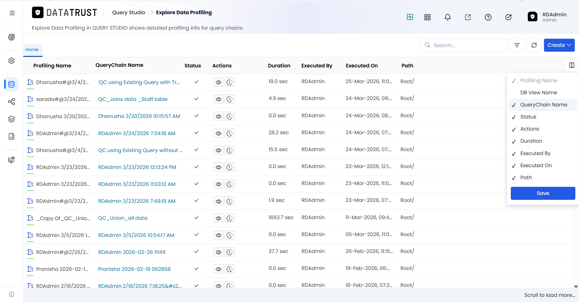 DB View Name deselected
