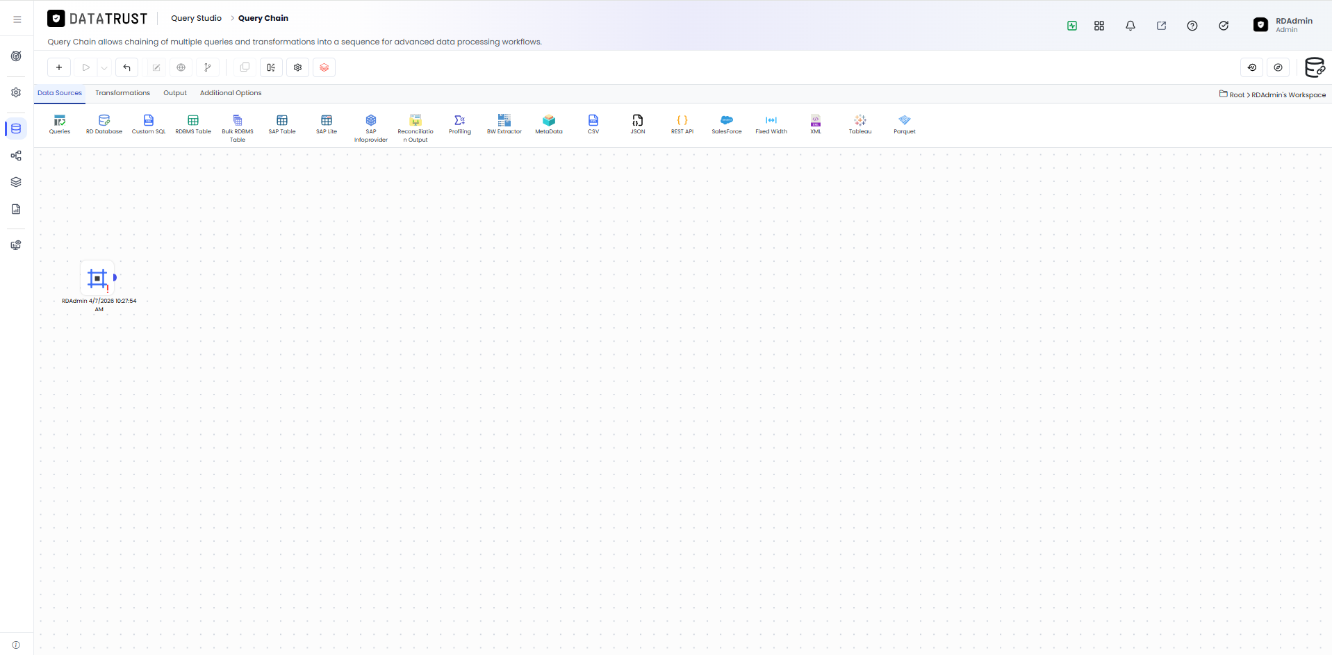 New query chain page